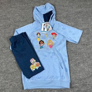 Disney 100 Princess Girls L 10/12 Quilted 2 Piece Hoodie Pants Athleisure NWT